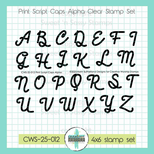 Creative Worship Print Script Caps Alpha Clear Stamps cws-25-012