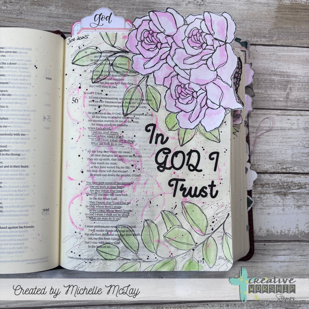 Creative Worship Print Script Caps Alpha Clear Stamps cws-25-012 In God I Trust Bible Journaling