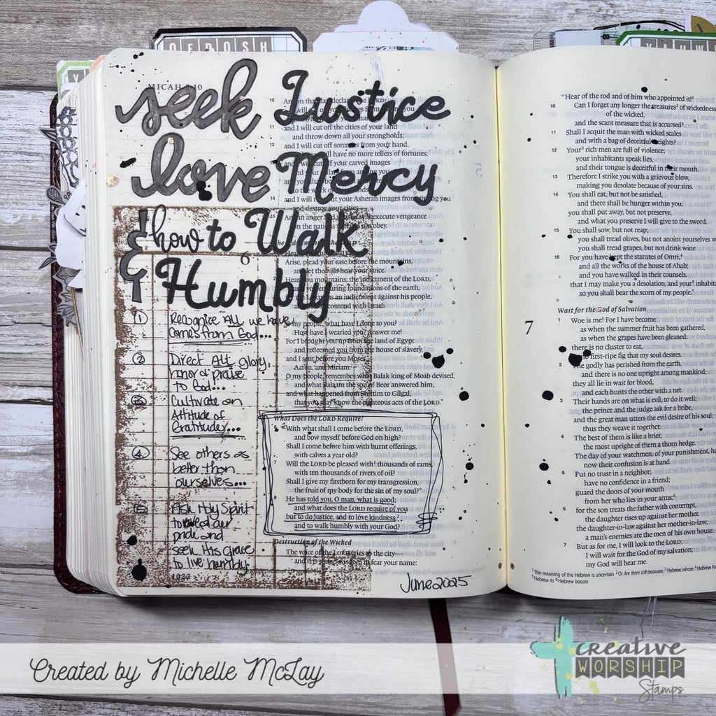 Creative Worship Print Script Caps Alpha Clear Stamps cws-25-012 Justice Mercy Humble Bible Journaling