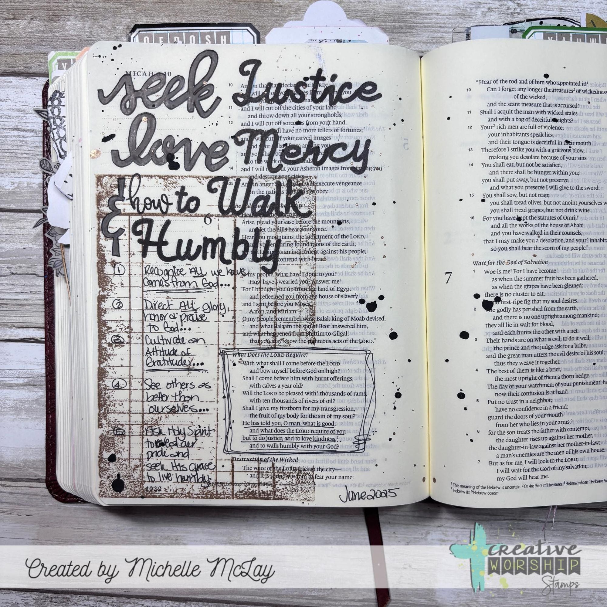 Creative Worship Print Script Caps Alpha Clear Stamps cws-25-012 Justice Mercy Humble Bible Journaling