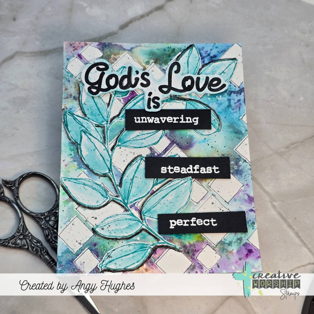 Creative Worship Print Script Lowercase Alpha Clear Stamps cws-25-013 God's Love Card