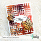 Creative Worship Rectangle Tile Stencil cws-st-24-08 Orange and Red Leaf Card