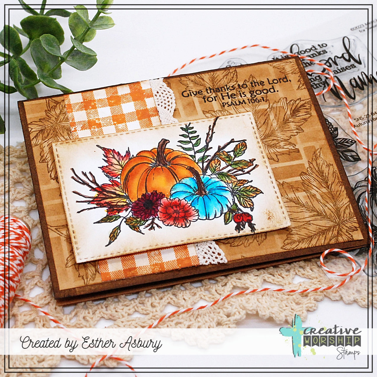 Creative Worship Rectangle Tile Stencil cws-st-24-08 Pumpkins Bouquet Card