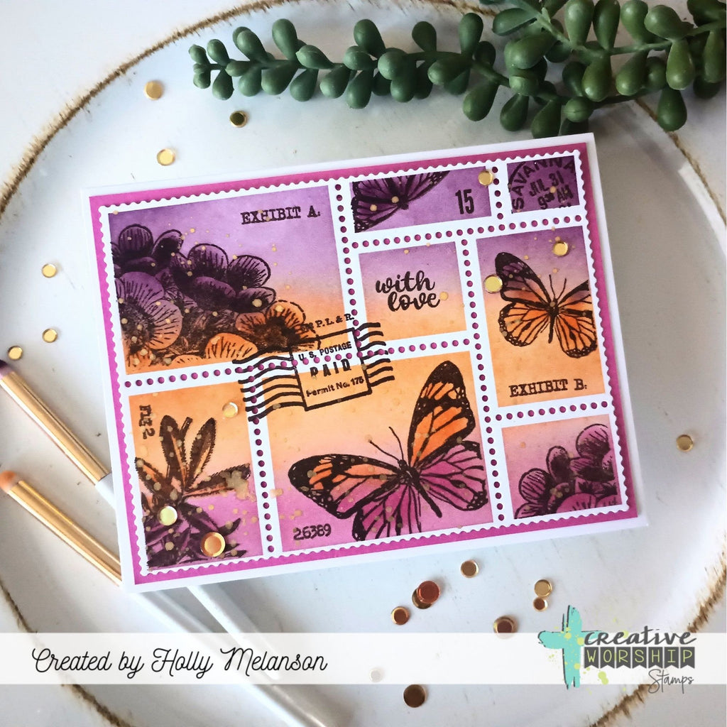 Creative Worship Rectangles And More Stencil cws-st-25-03 Butterfly Card