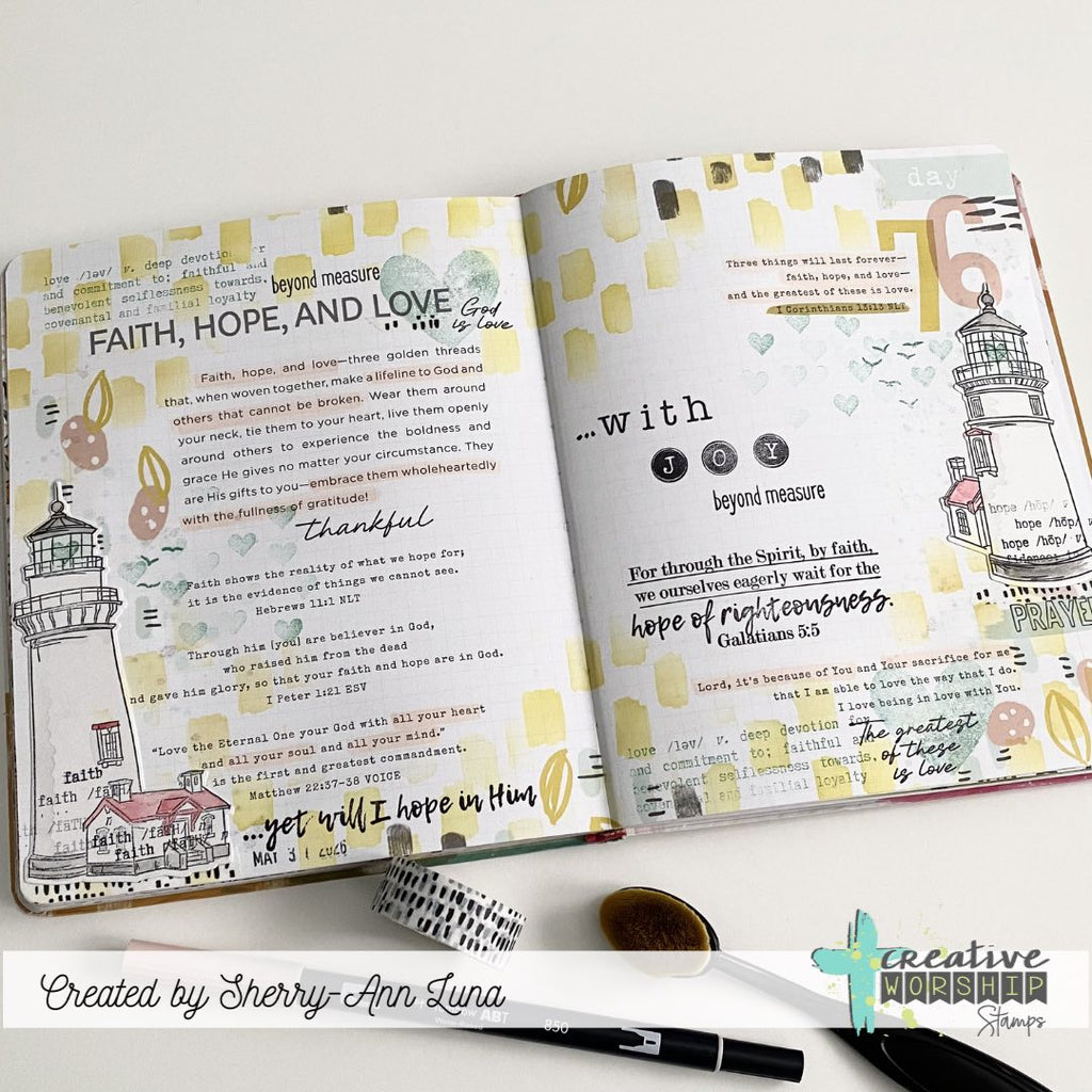 Creative Worship Safe Harbor Clear Stamps And Dies Bundle Sherry Ann Luna Bible Journaling Page