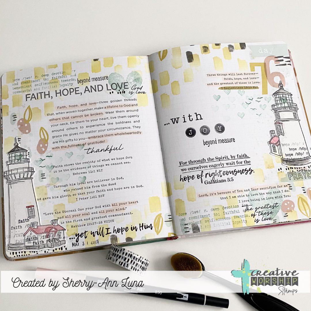 Creative Worship Safe Harbor Clear Stamps And Dies Bundle Sherry Ann Luna Bible Journaling Page