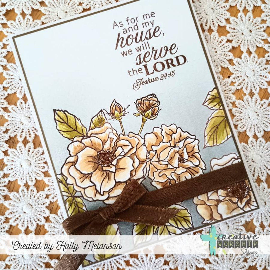 Creative Worship Serve the Lord Clear Stamps cws-25-006 Holly Melanson Card