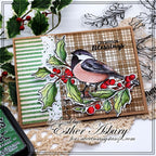 Creative Worship Singing Praises Clear Stamp Set nb-sns-19-037 Esther Asbury Bird and Holly Christmas Blessings card