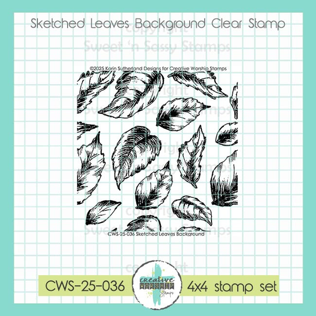 Creative Worship Sketched Leaves Background Clear Stamp cws-25-036