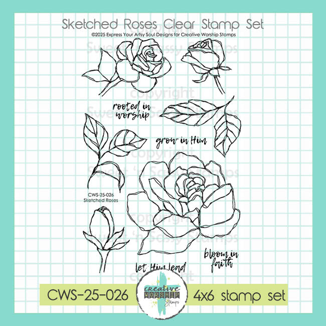 Creative Worship Sketched Roses Clear Stamps cws-25-026
