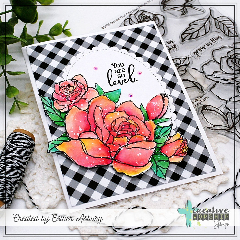 Creative Worship Sketched Roses Clear Stamps cws-25-026 You Are So Loved Card