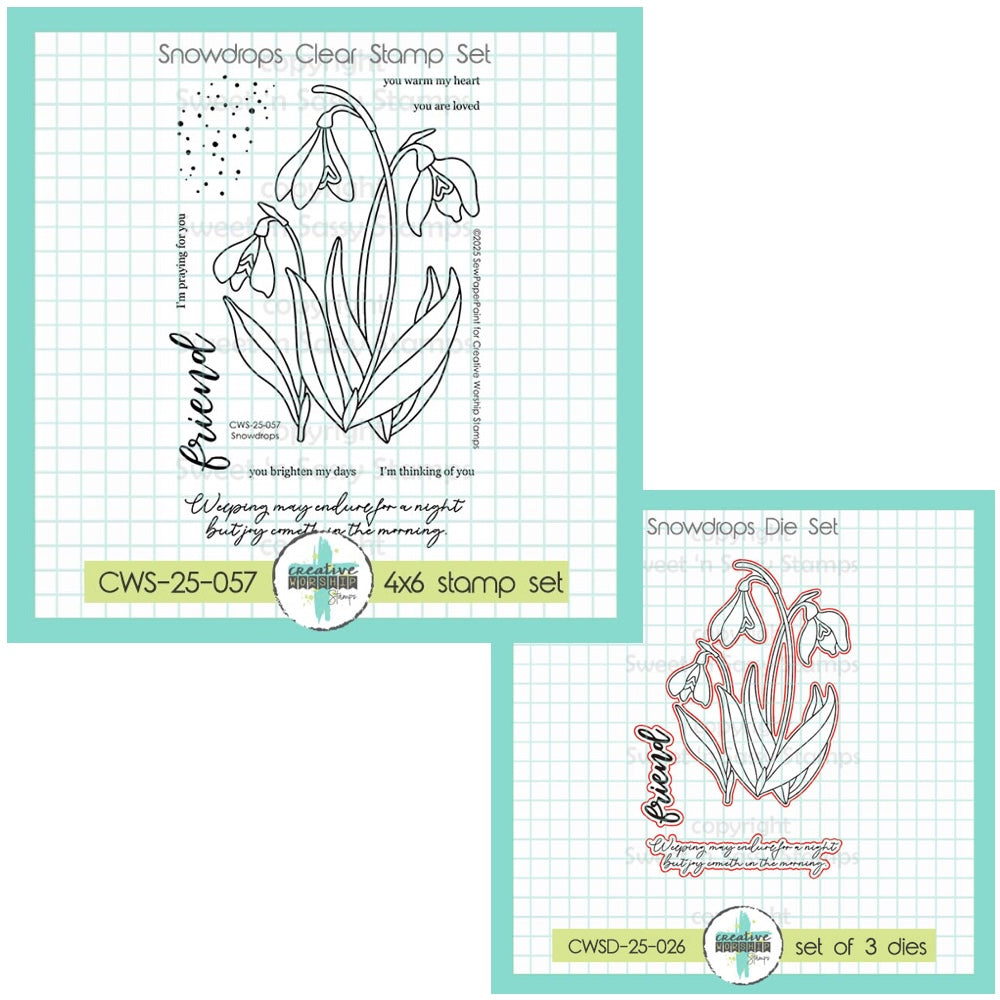 Creative Worship Snowdrops Clear Stamps And Dies Bundle