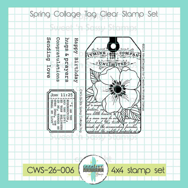 Creative Worship Spring Collage Tag Clear Stamps cws-26-006