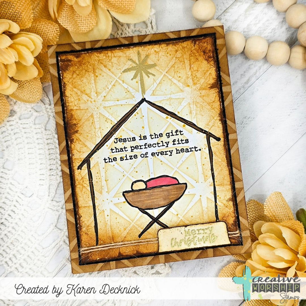 Creative Worship Star Pattern Stencil cws-st-25-16 Jesus Merry Christmas Card