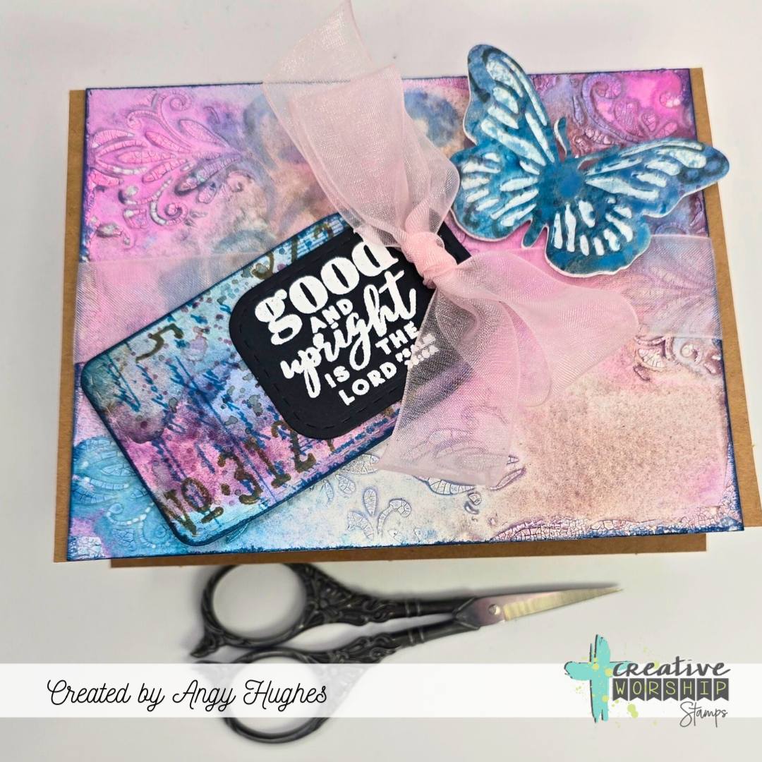 Creative Worship Stitched Tags Dies cwsd-26-003 Good and upright Angy Hughes Card