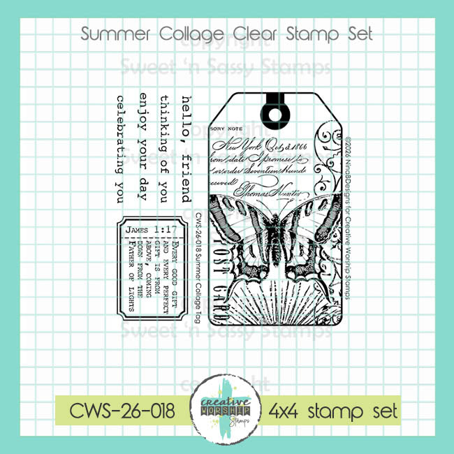 Creative Worship Summer Collage Tag Clear Stamp Set cws-26-018