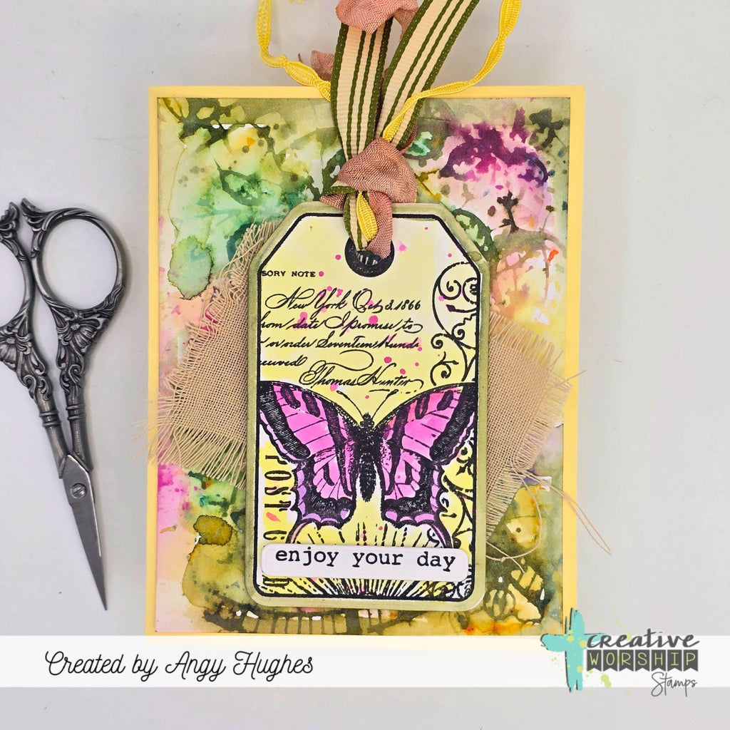 Creative Worship Summer Collage Tag Clear Stamp Set cws-26-018 Enjoy Your Day Card