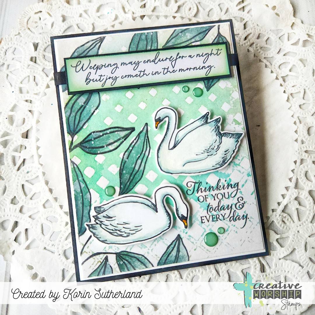 Creative Worship Swans Of Peace Clear Stamps cws-25-054 Thinking Of You Card