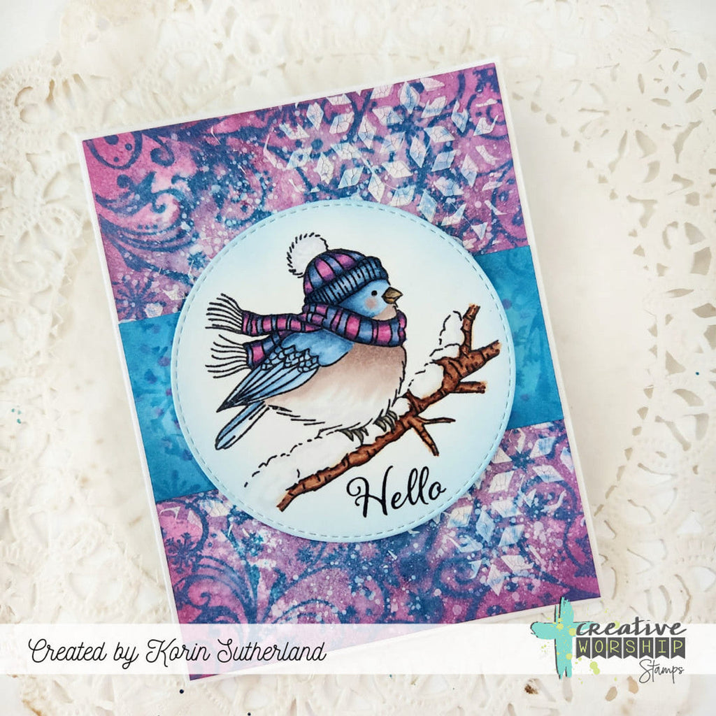 Creative Worship Sweet Birds Clear Stamps cws-24-034 Hello Korin Sutherland Card