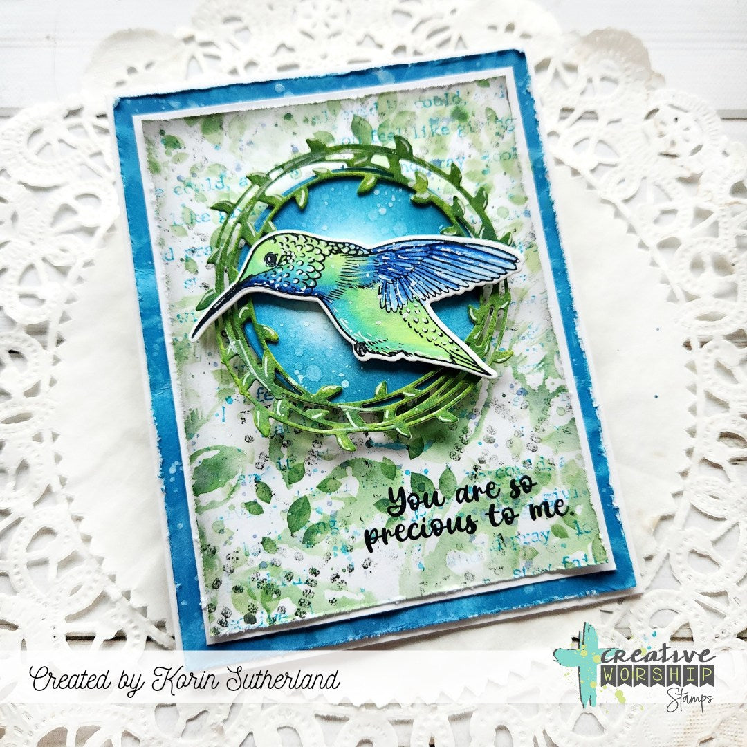 Creative Worship Texture Tiles 13 Clear Stamps cws-25-035 Hummingbird Card