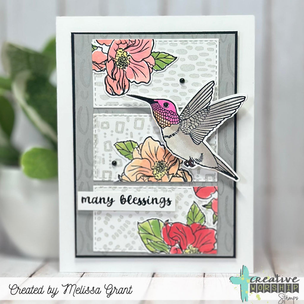 Creative Worship Texture Tiles 13 Clear Stamps cws-25-035 Many Blessings Card