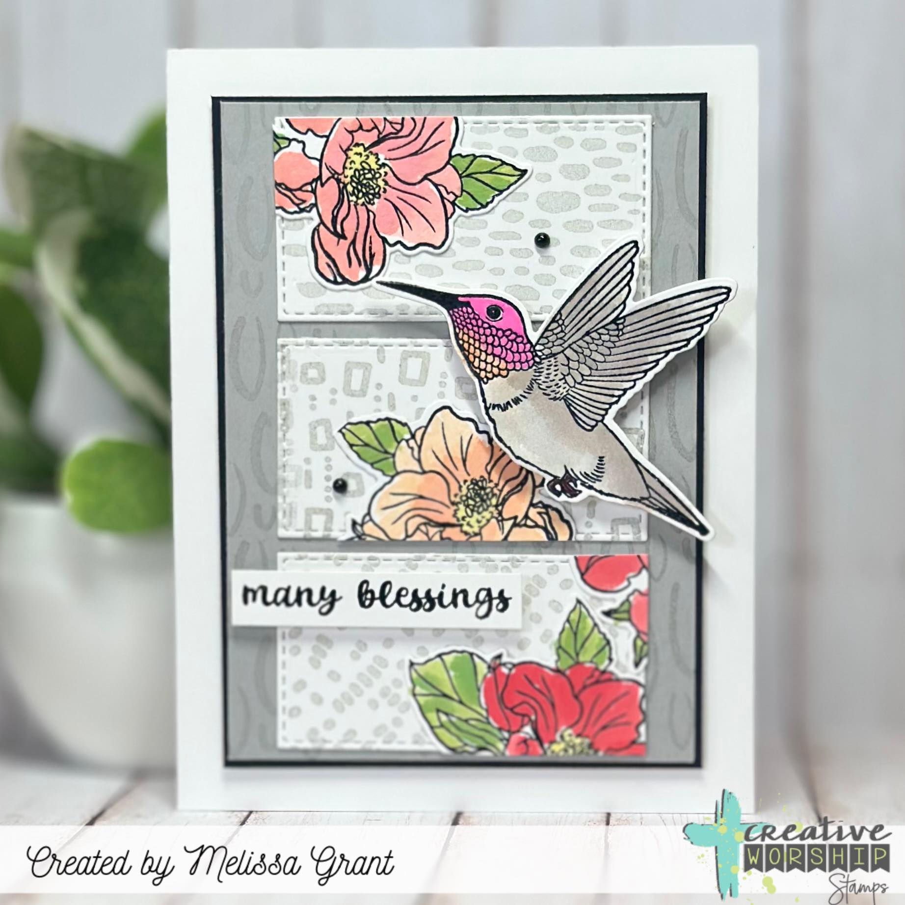 Creative Worship Texture Tiles 13 Clear Stamps cws-25-035 Many Blessings Card