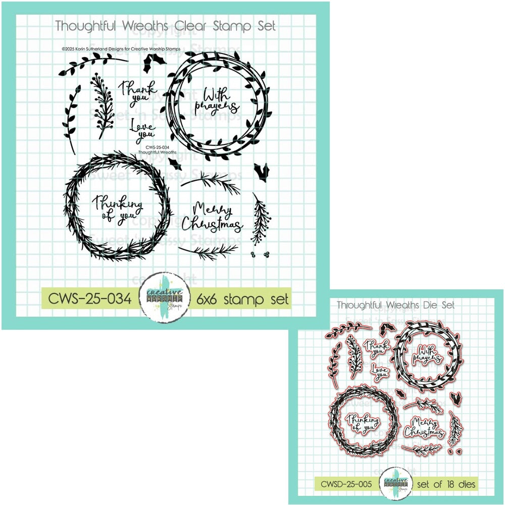 Creative Worship Thoughtful Wreaths Clear Stamps And Dies Bundle