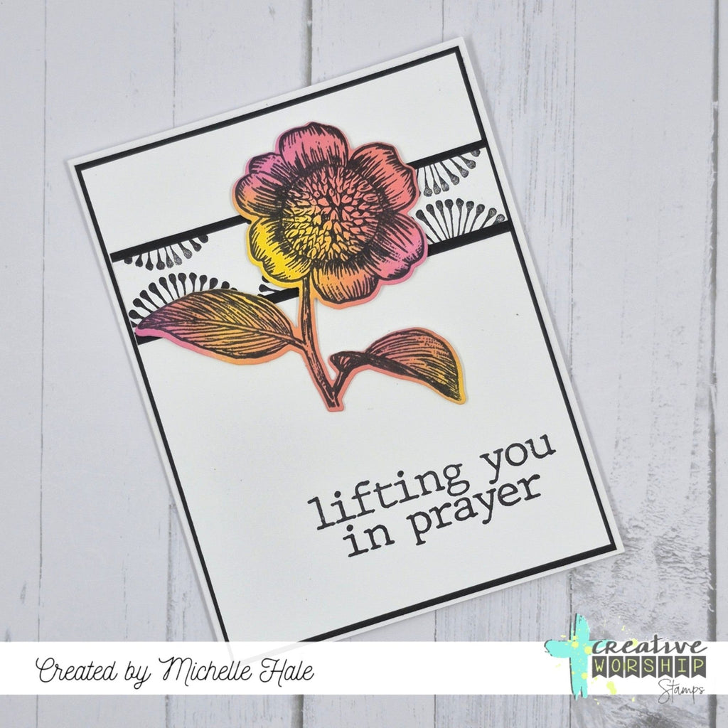 Creative Worship Typed Thoughts Clear Stamps cws-25-028 Lifting You In Prayer Card