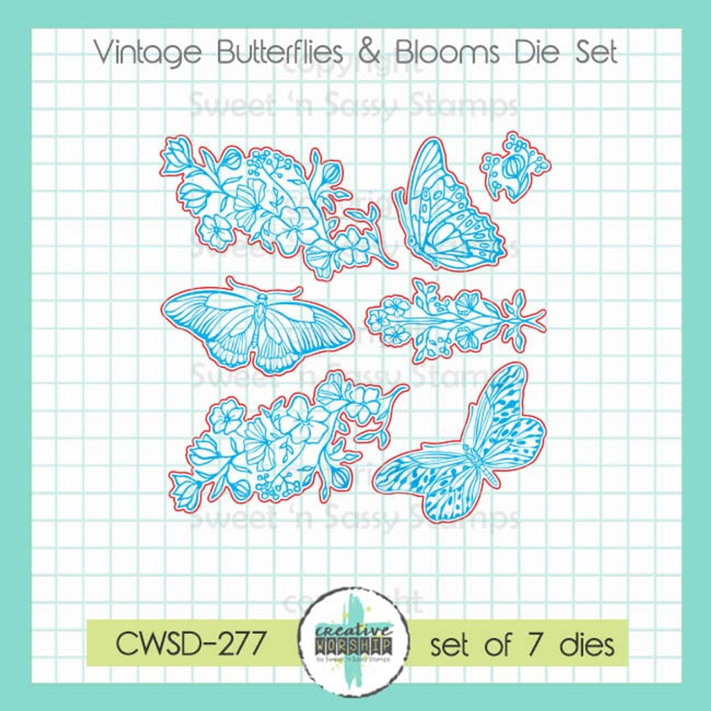 Creative Worship Vintage Butterflies And Blooms Dies cwsd-277
