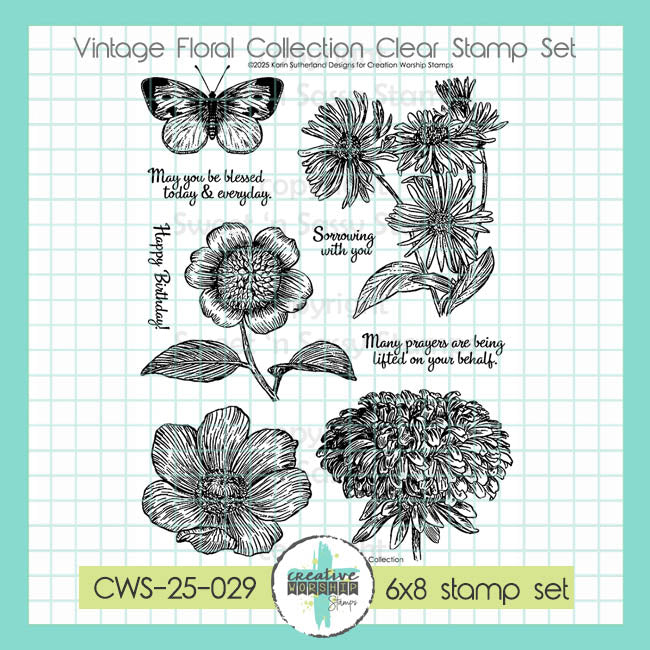 Creative Worship Vintage Floral Collection Clear Stamps cws-25-029