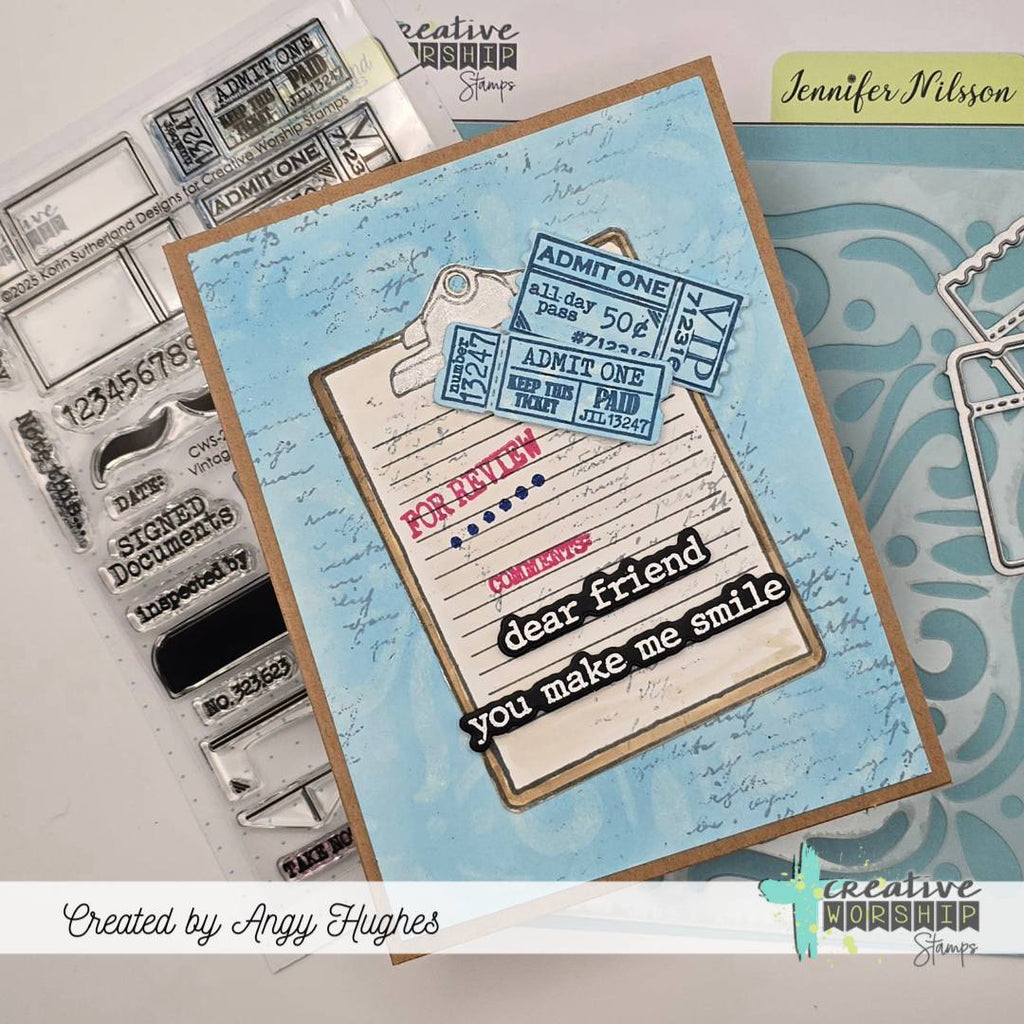 Creative Worship Vintage Labels Clear Stamps cws-25-040 Dear Friend Card