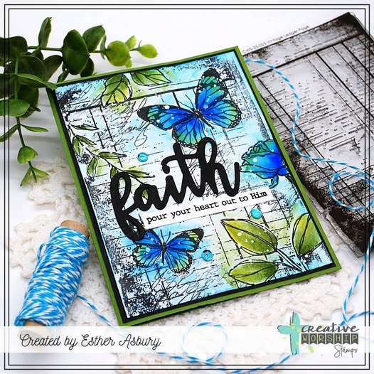 Creative Worship Vintage Ledger Page Clear Stamp cws-25-025 Faith In Christ Card