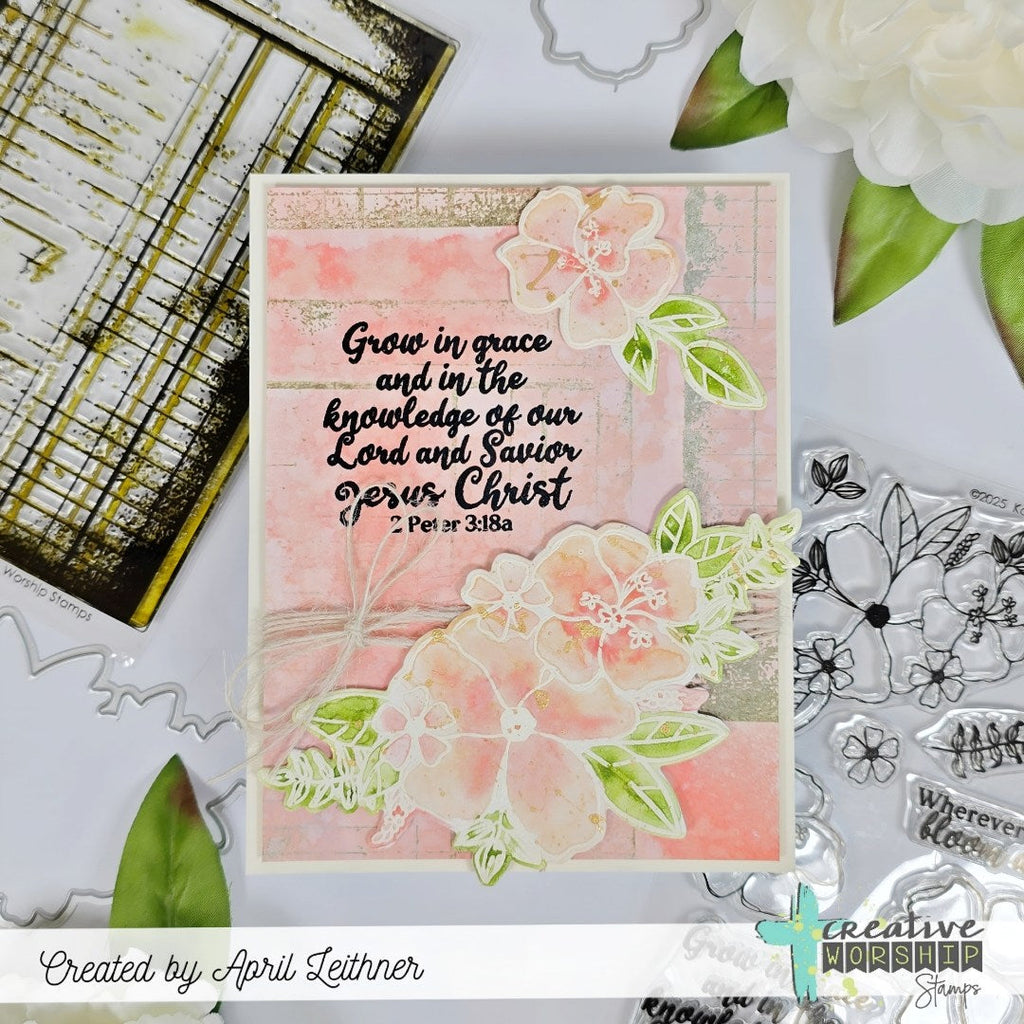 Creative Worship Vintage Ledger Page Clear Stamp cws-25-025 Grow In Grace 