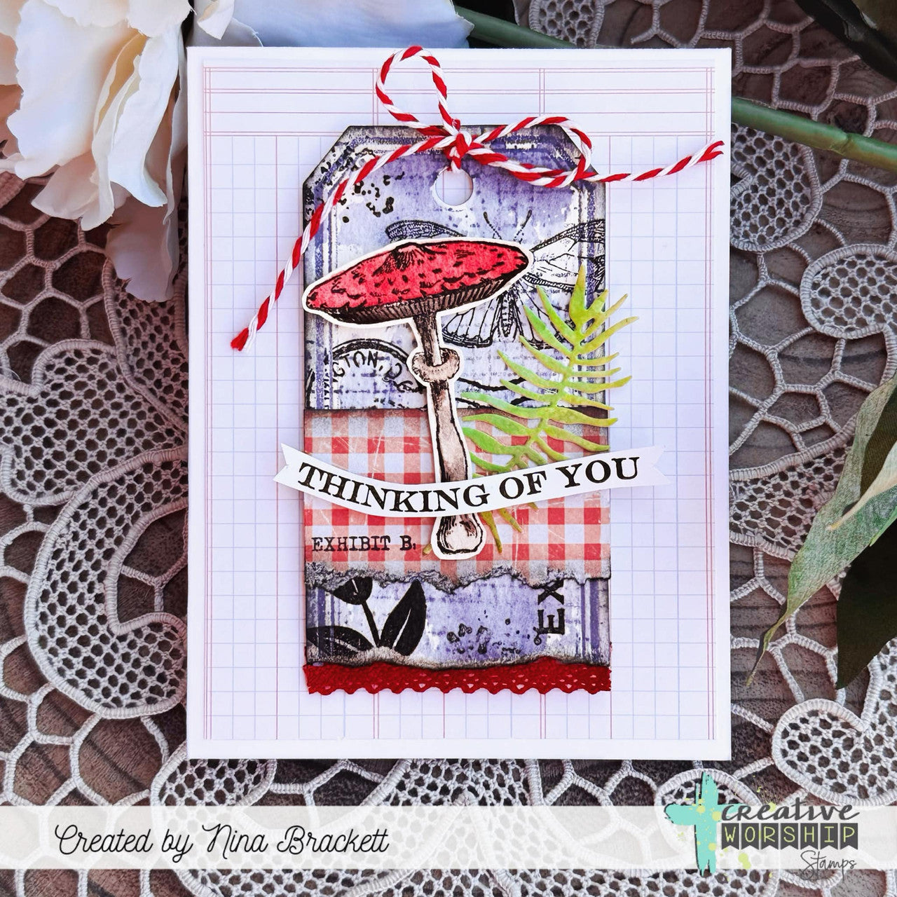 Creative Worship Vintage Nature Elements Dies cwsd-276 Thinking of You Nina Brackett Card