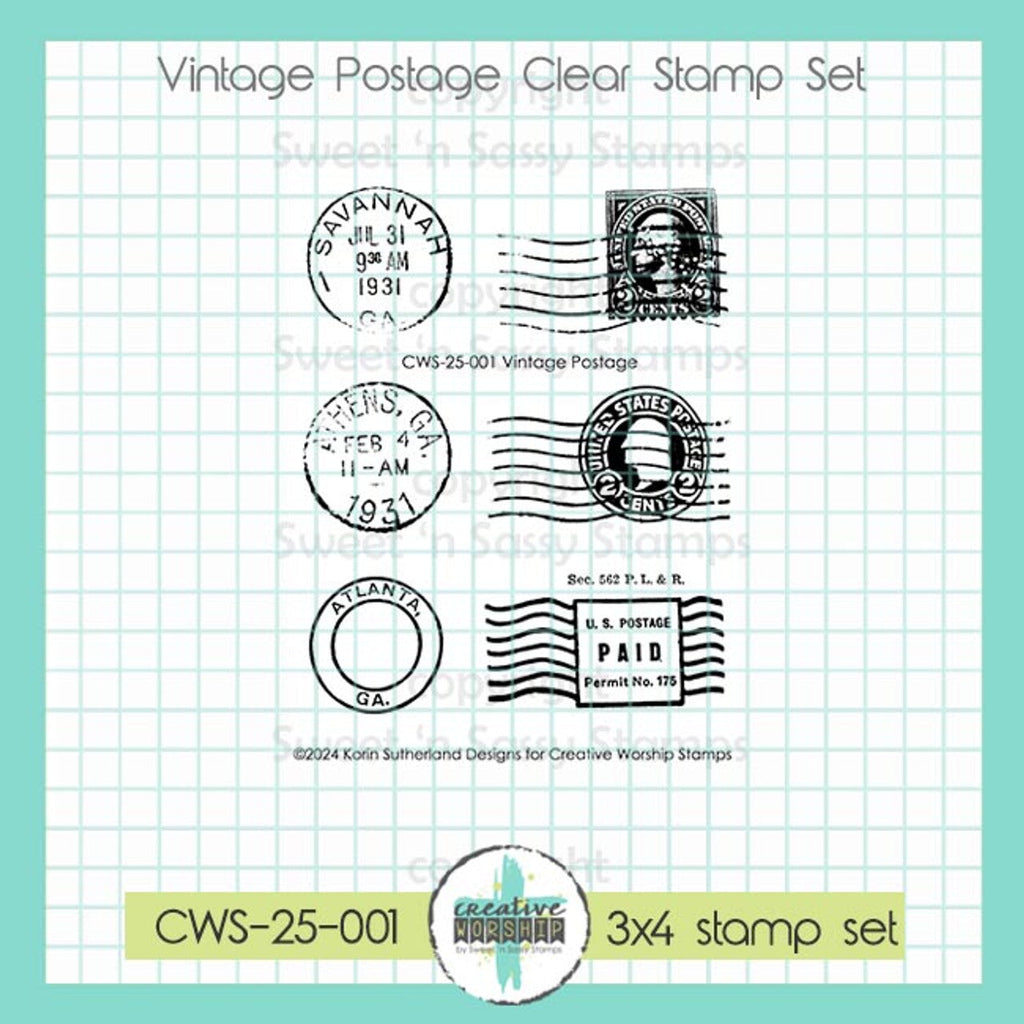 Creative Worship Vintage Postage Clear Stamps cws-25-001