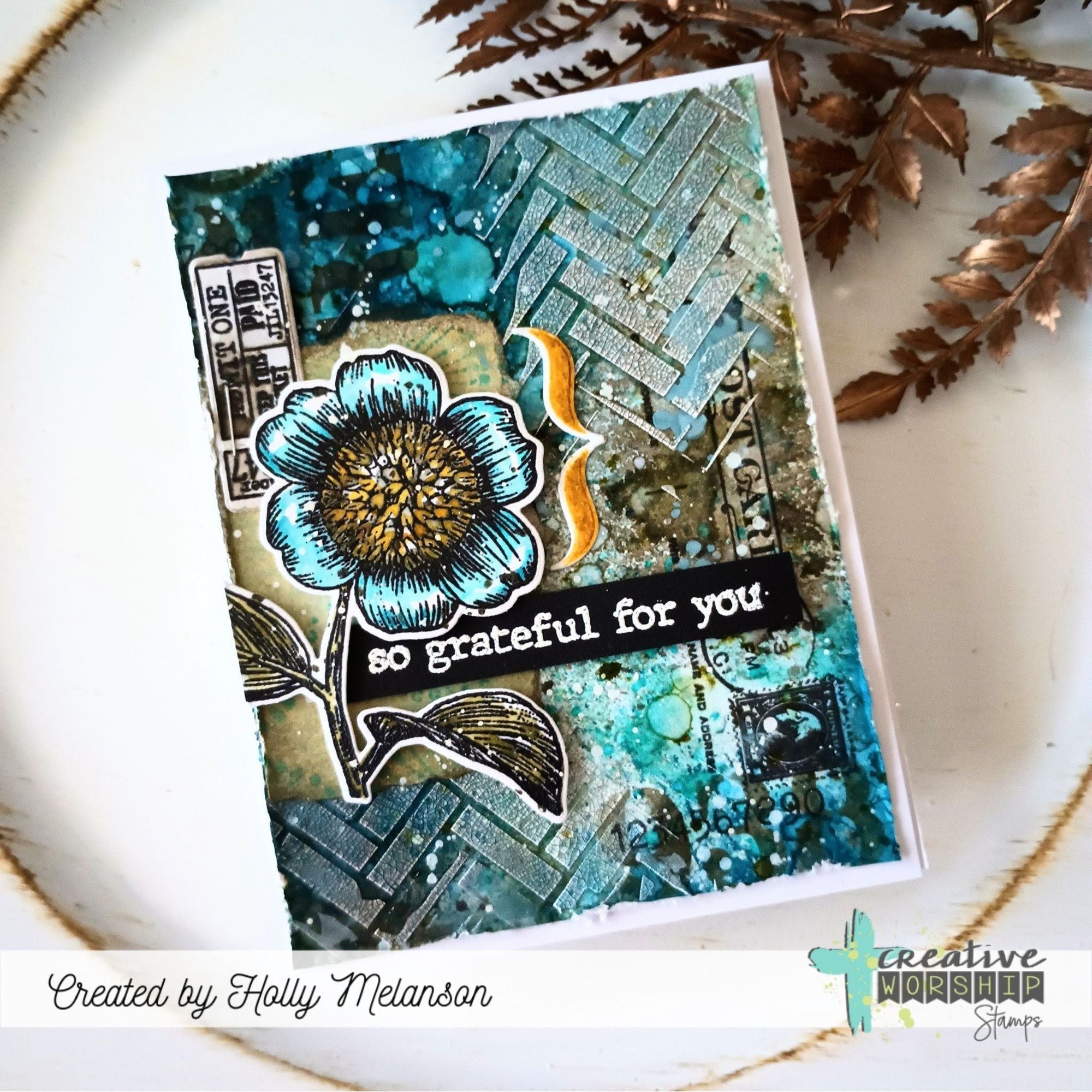 Creative Worship Vintage Postcards Clear Stamps cws-25-039 So Grateful For You Card