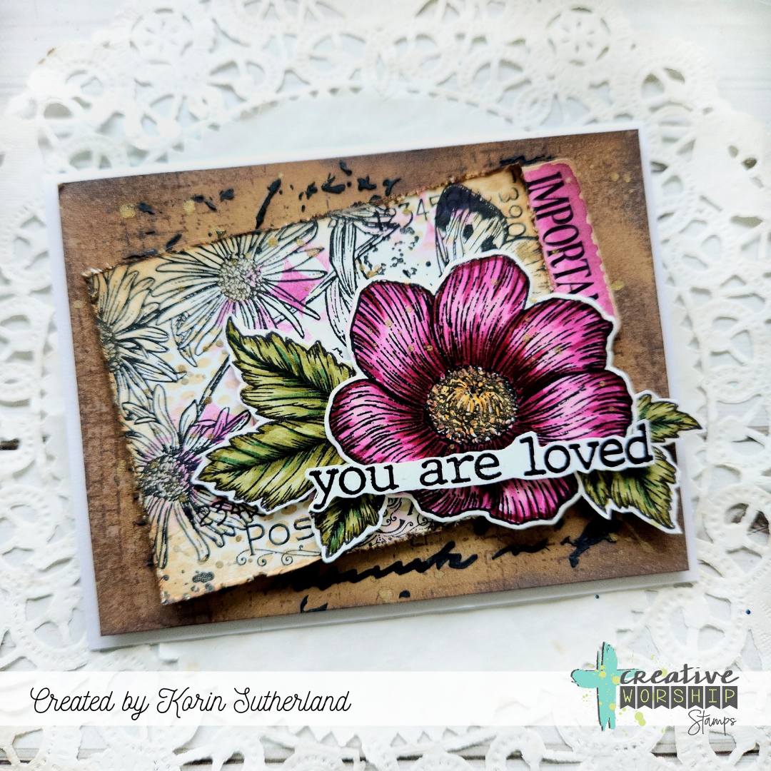 Creative Worship Vintage Postcards Clear Stamps cws-25-039 You Are Loved Card