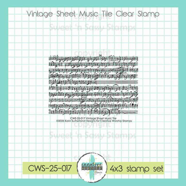 Creative Worship Vintage Sheet Music Tile Clear Stamp cws-25-017