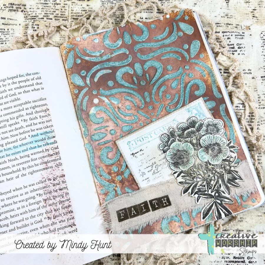 Creative Worship Vintage Tile Stencil cws-st-25-14 Floral Faith Bible Journaling