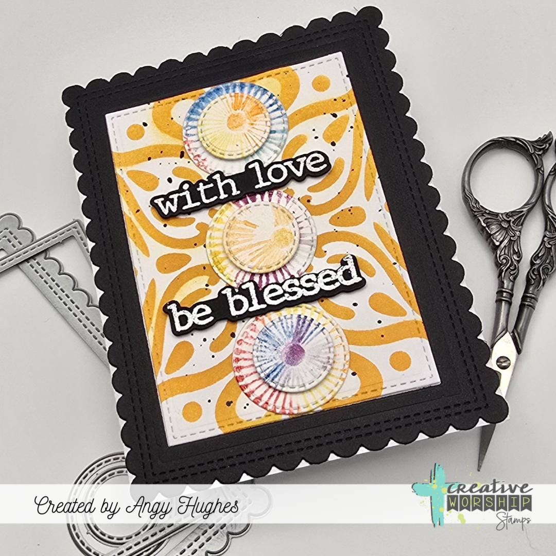 Creative Worship Vintage Tile Stencil cws-st-25-14 With Love Be Blessed Card