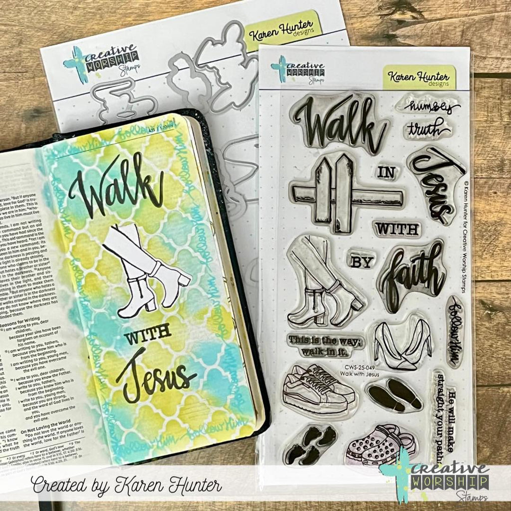 Creative Worship Walk With Jesus Stamps And Dies Bundle Karen Hunter Travel Bible Page