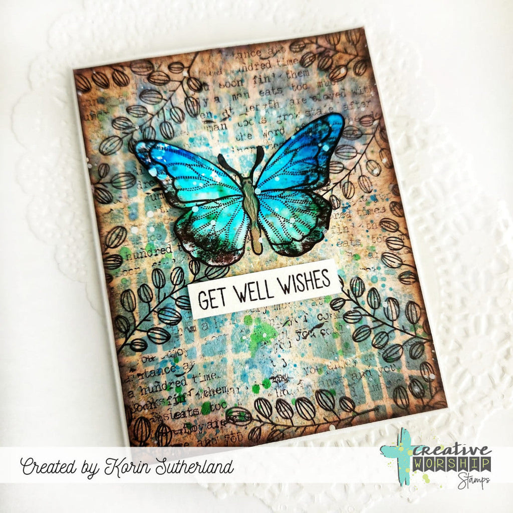 Creative Worship Wonky Grid Stencil cws-st-24-06 Get Well Wishes Butterfly Card