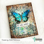 Creative Worship Wonky Grid Stencil cws-st-24-06 Get Well Wishes Butterfly Card