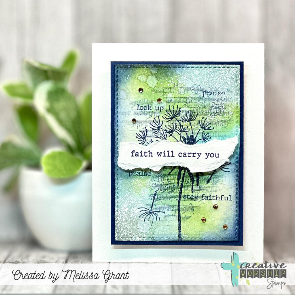 Creative Worship Worshipful Wordfetti Clear Stamp cws-25-015 Faith Will Carry You Card