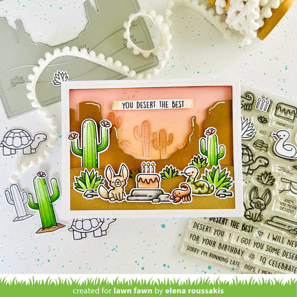 Lawn Fawn Critters in the Desert Clear Stamps and Dies Set Desert the Best