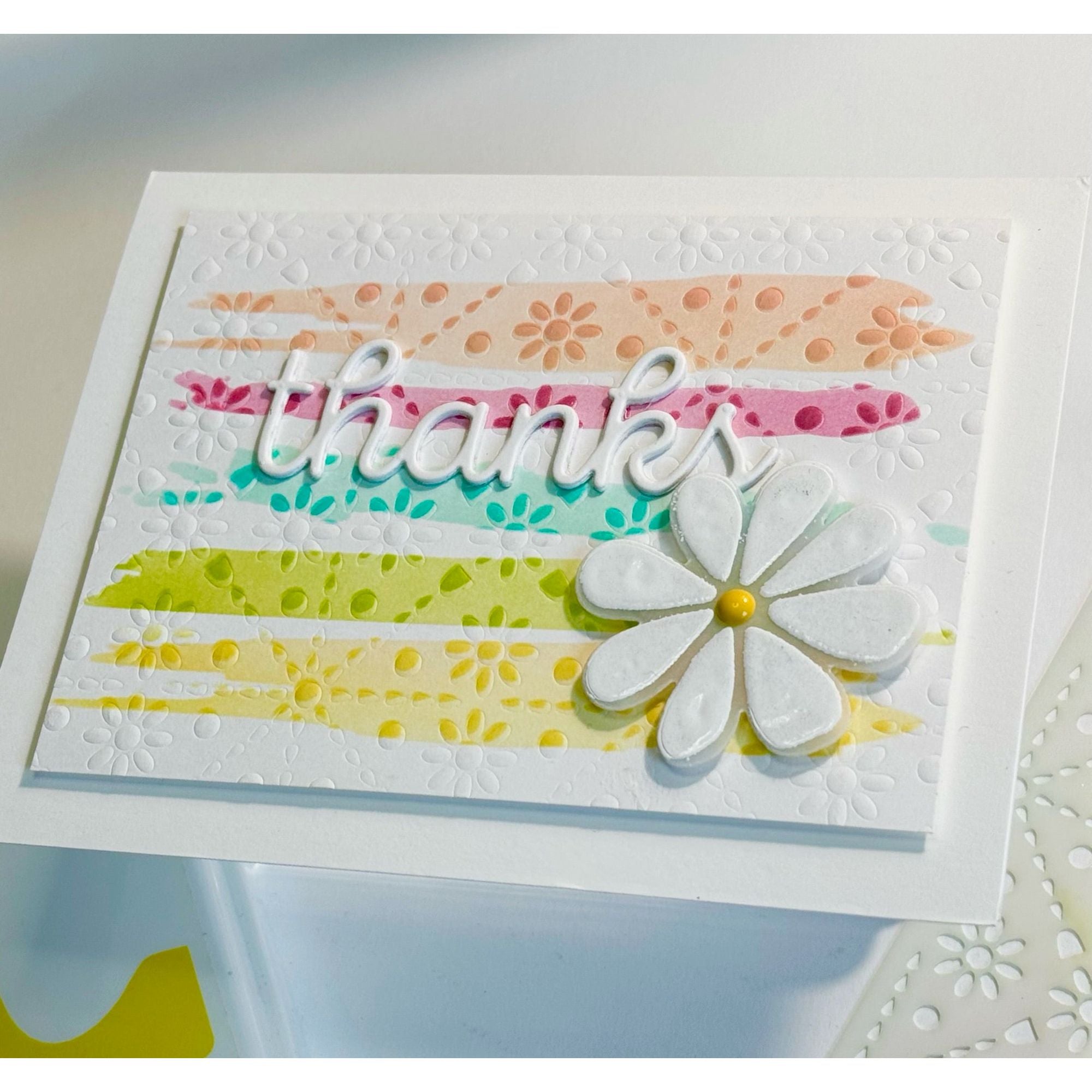 Simon Says Stamp Stencil Crochet Blocks 1036st Sunny Vibes Thanks Card