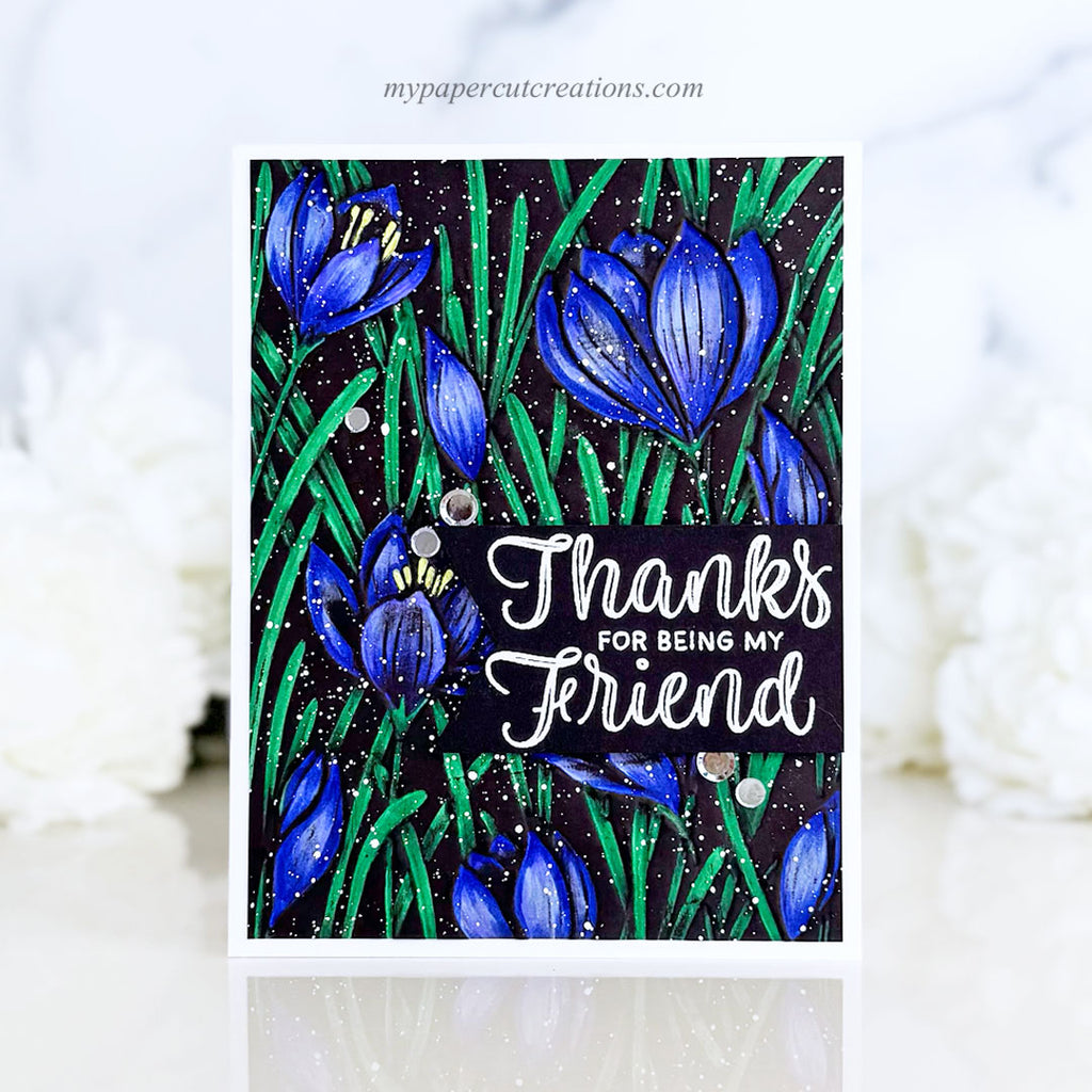 Simon Says Stamp Embossing Folder Crocus Field sf607 Beautiful Moments Friend Card | color-code:ALT05