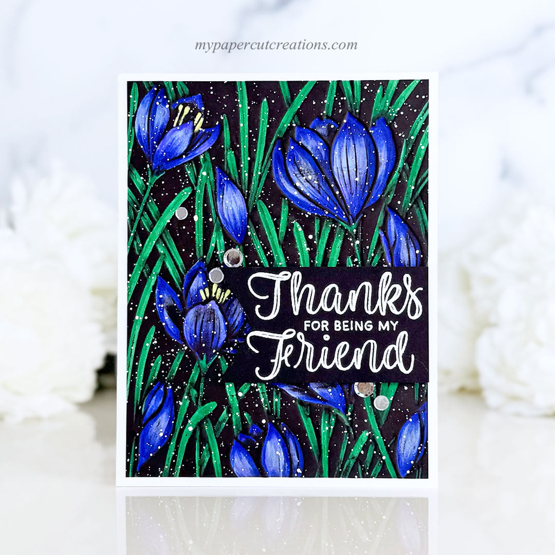 Simon Says Stamp Embossing Folder Crocus Field sf607 Beautiful Moments Friend Card | color-code:ALT05
