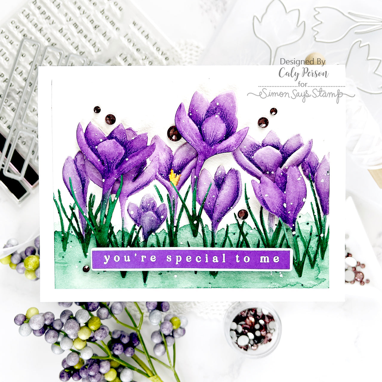 Simon Says Stamp Embossing Folder and Cutting Dies Crocus Row sfd398 Be Bold Special to Me Card | color-code:ALT02