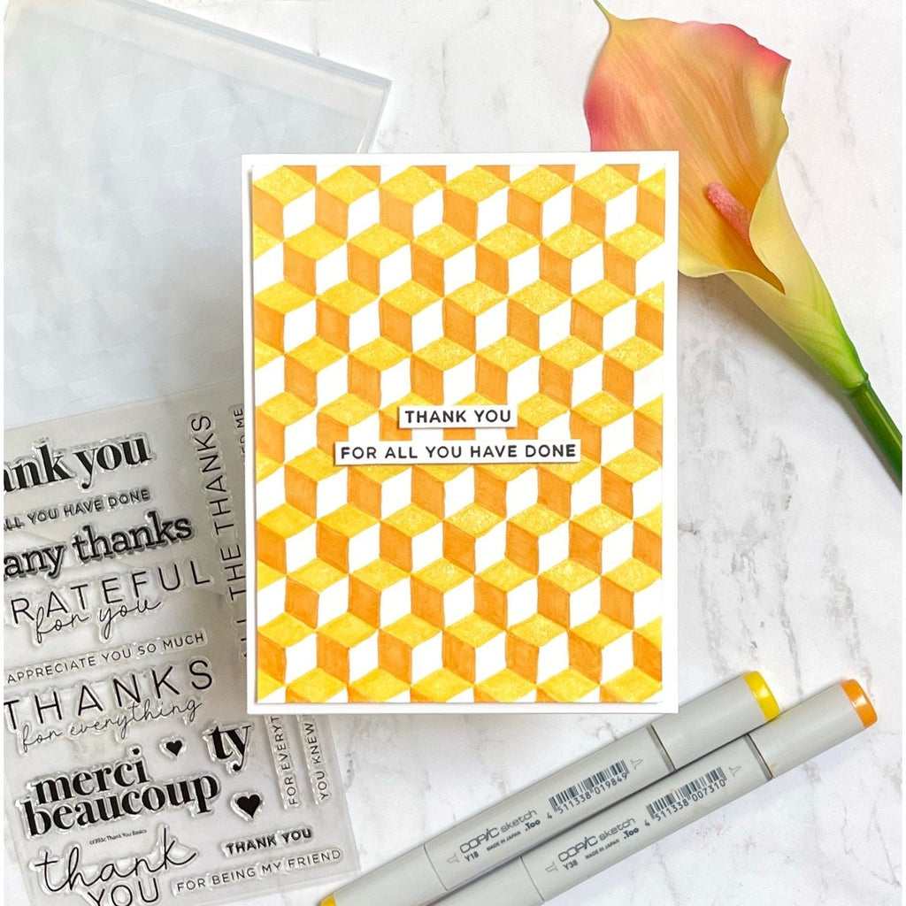 Simon Says Stamp Embossing Folder Cubical Illusion sf469 Rain or Shine Thank You Card | color-code:ALT02